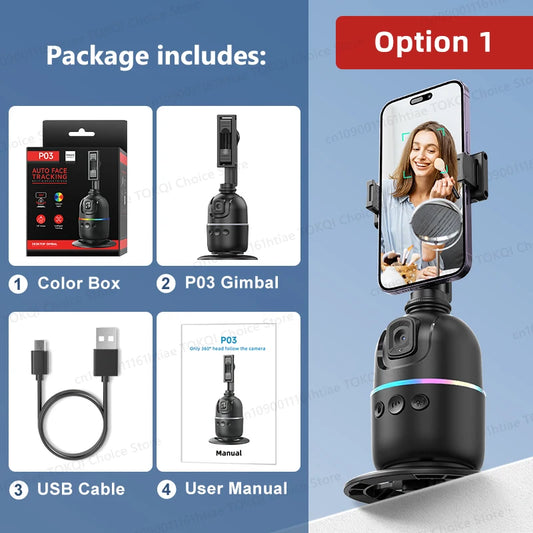 Auto Face Tracking Gimbal AI Smart 360° Rotation Desktop Phone Holder