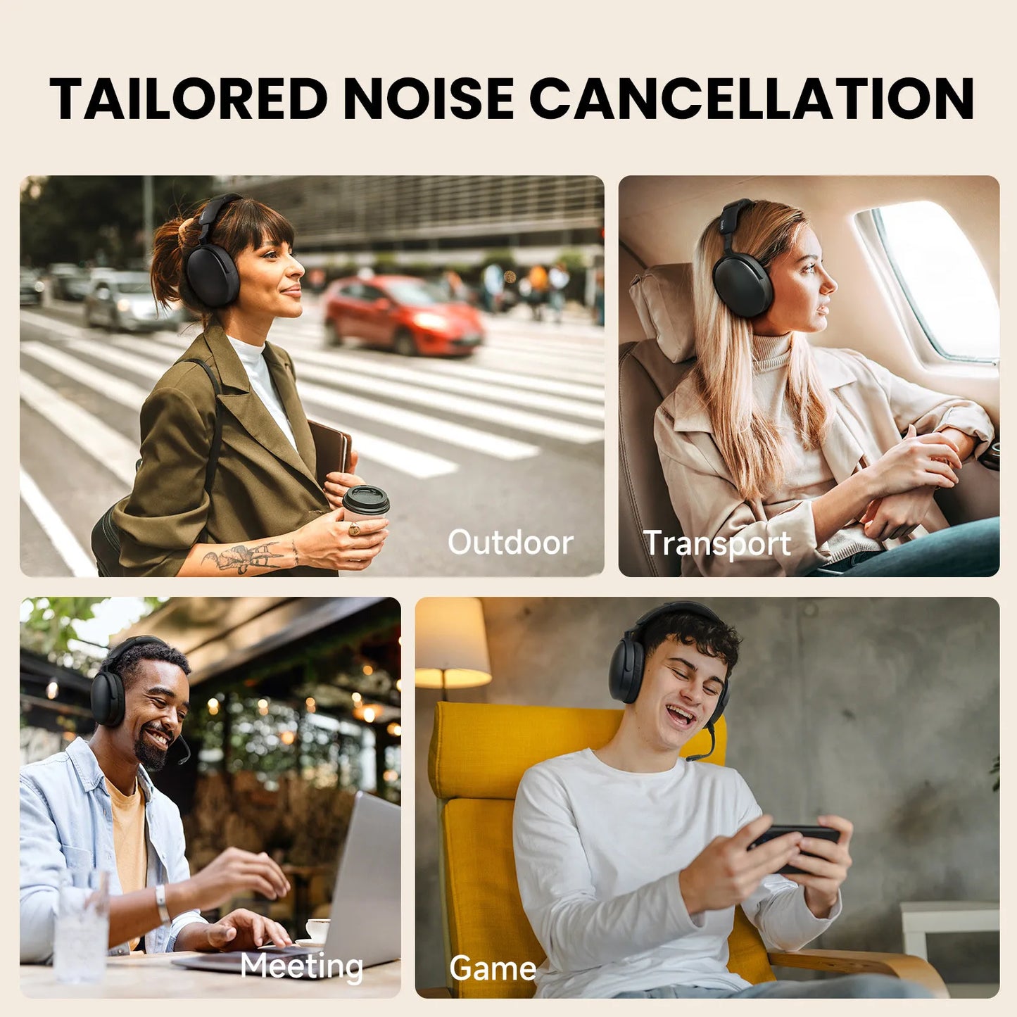 Super EQ A200 Wireless Bluetooth 5.4 Headphones Hybrid Active Noise Canceling