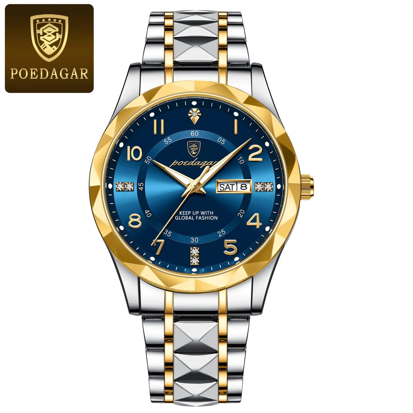 POEDAGAR Luxury Men Quartz Watch Waterproof Luminous Wristwatch Stainless Steel Men's Watches