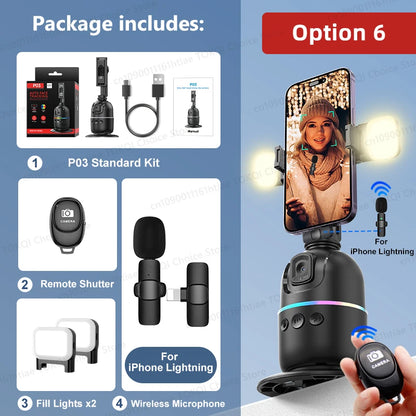 Auto Face Tracking Gimbal AI Smart 360° Rotation Desktop Phone Holder