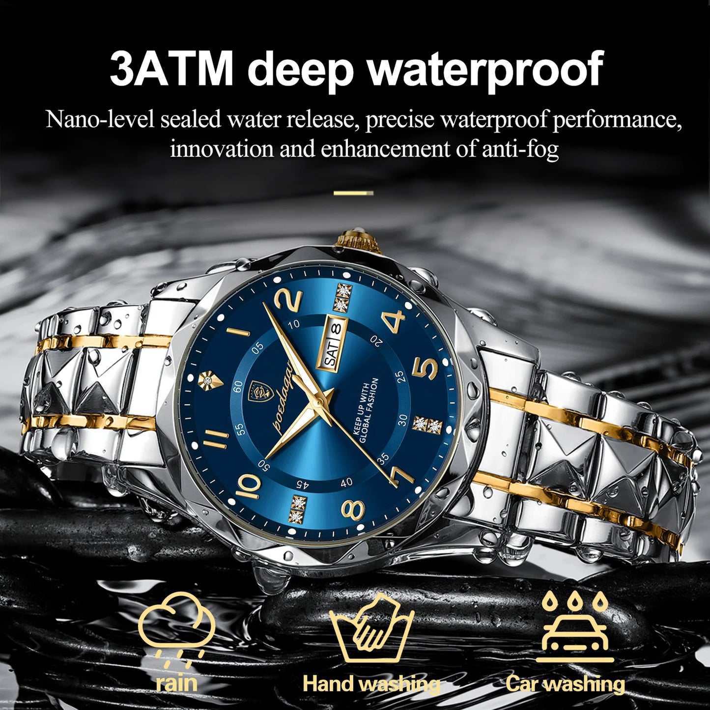 POEDAGAR Luxury Men Quartz Watch Waterproof Luminous Wristwatch Stainless Steel Men's Watches