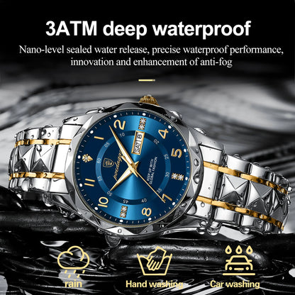 POEDAGAR Luxury Men Quartz Watch Waterproof Luminous Wristwatch Stainless Steel Men's Watches