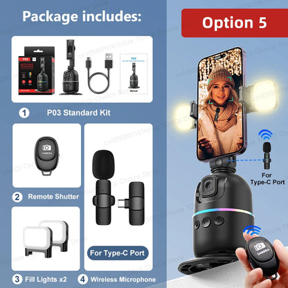 Auto Face Tracking Gimbal AI Smart 360° Rotation Desktop Phone Holder