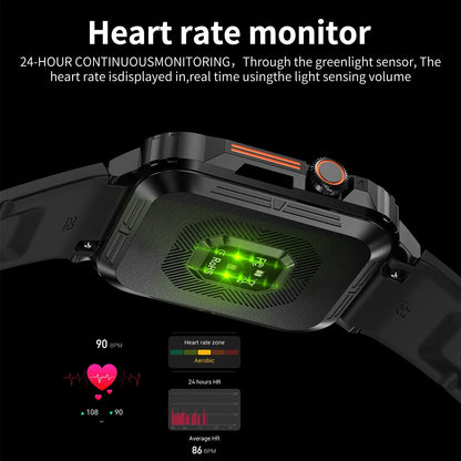 Military Men Smart Watch Health Monitor Bluetooth Call Smartwatch Fitness