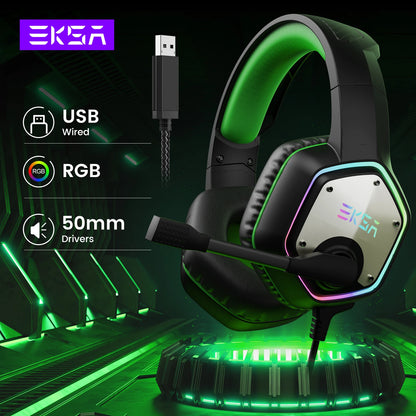 EKSA E1000 Gaming Headphones For PC/PS4/PS5 EKSA E1000 7.1 RGB Gaming Headset Gamer Noise Cancelling Mic