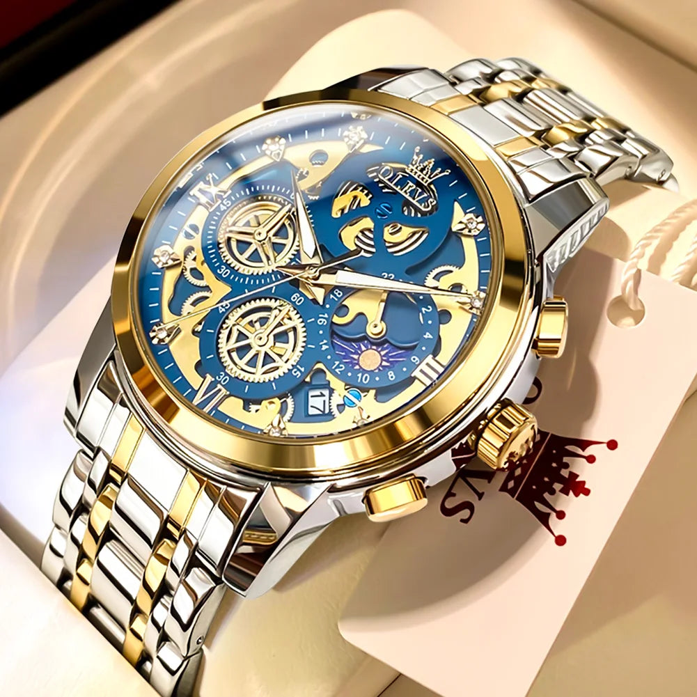 OLEVS Men's Watches Brand Luxury Original Waterproof Quartz Gold Style