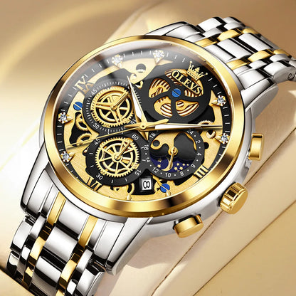 OLEVS Men's Watches Brand Luxury Original Waterproof Quartz Gold Style