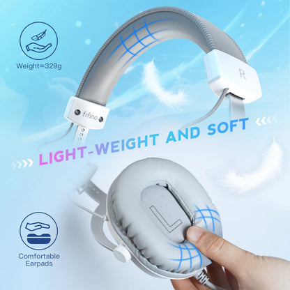 FIFINE USB Gaming Headset with 7.1 Surround Sound/3.5mm Jack Headphone for PC PS4/5 Xbox Ampligame H9W