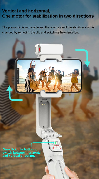 AXNEN A10 Handheld Gimbal Smartphone Stabilizer with Fill Light Extension for iPhone Samsung