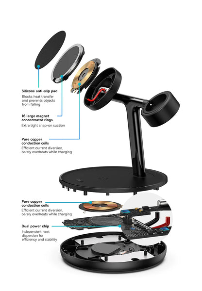 3 in 1 20W Magnetic Wireless Charger Stand For iPhone 16 15 14 Pro Airpods Apple Watch