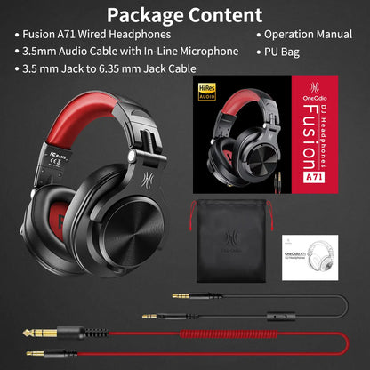 Oneodio A71 Wired Over Ear Headphone With Mic Studio DJ Headphones