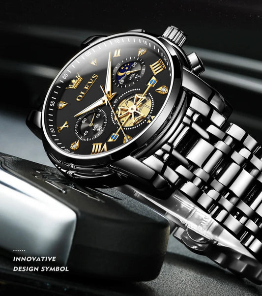 OLEVS Men's Watches Classic Multifunctional Flt wheel Original Quartz