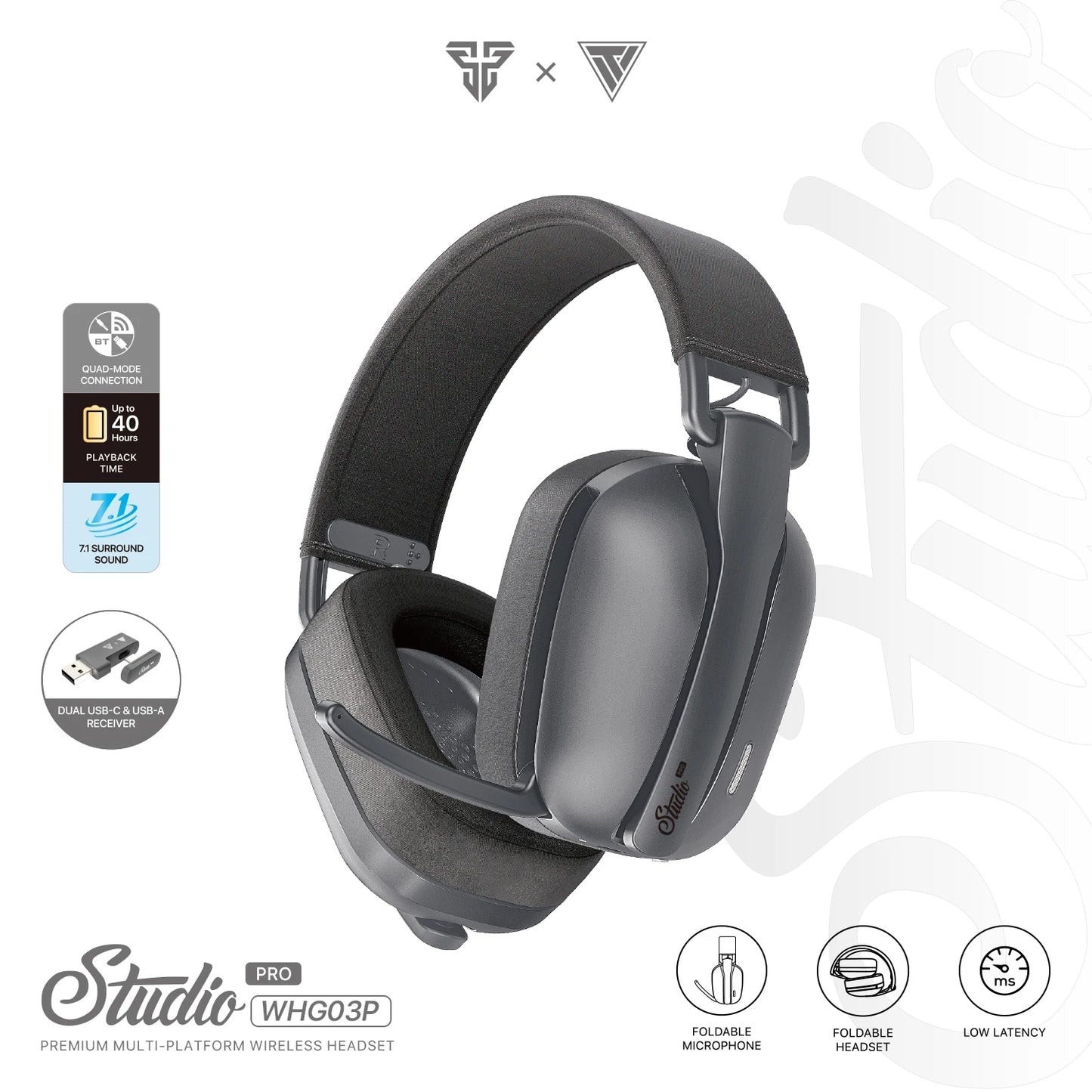 FANTECH WHG03P STUDIO PRO Gaming Headphones Wired& Wireless Bluetooth 7.1 Mic For PS5 XBOX