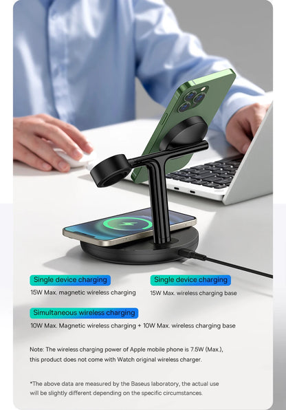 3 in 1 20W Magnetic Wireless Charger Stand For iPhone 16 15 14 Pro Airpods Apple Watch