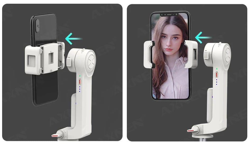 AXNEN A10 Handheld Gimbal Smartphone Stabilizer with Fill Light Extension for iPhone Samsung