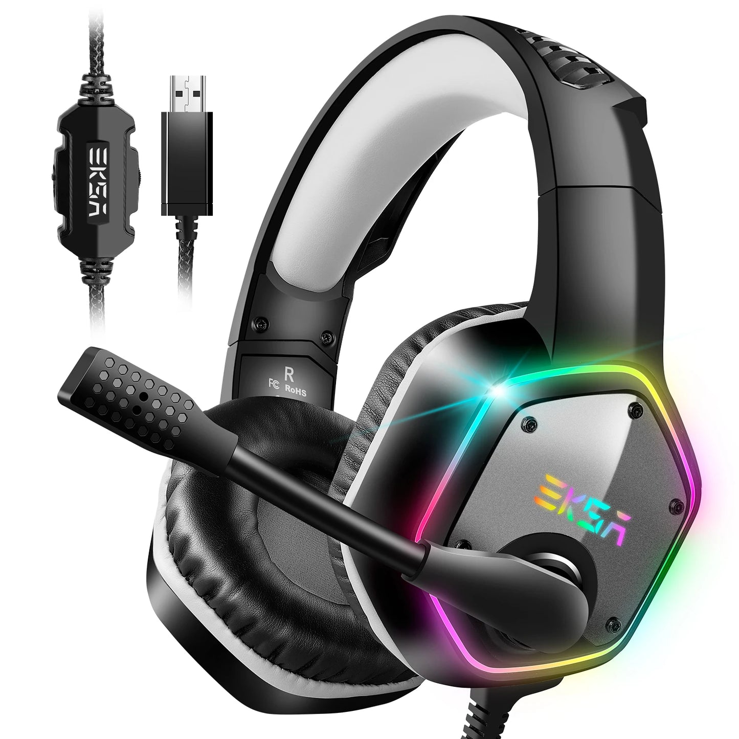 EKSA E1000 Gaming Headphones For PC/PS4/PS5 EKSA E1000 7.1 RGB Gaming Headset Gamer Noise Cancelling Mic