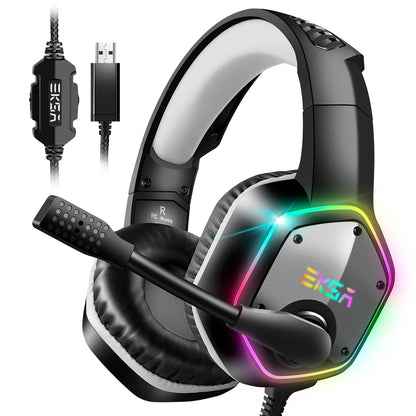 EKSA E1000 Gaming Headphones For PC/PS4/PS5 EKSA E1000 7.1 RGB Gaming Headset Gamer Noise Cancelling Mic