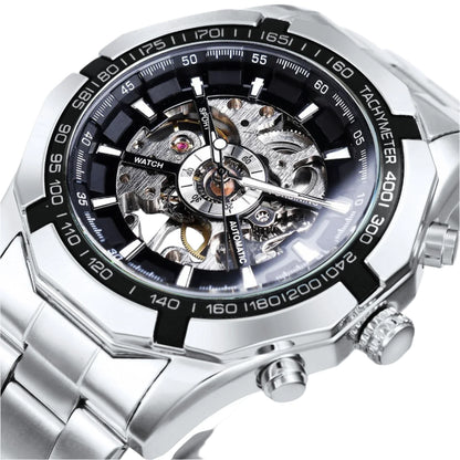 WINNER Classic Skeleton Watch for Men Stainless Steel Strap
