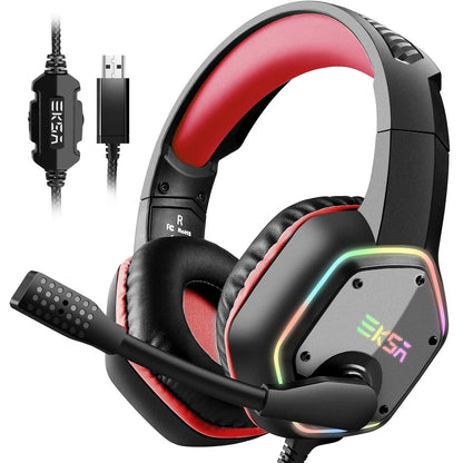 EKSA E1000 Gaming Headphones For PC/PS4/PS5 EKSA E1000 7.1 RGB Gaming Headset Gamer Noise Cancelling Mic