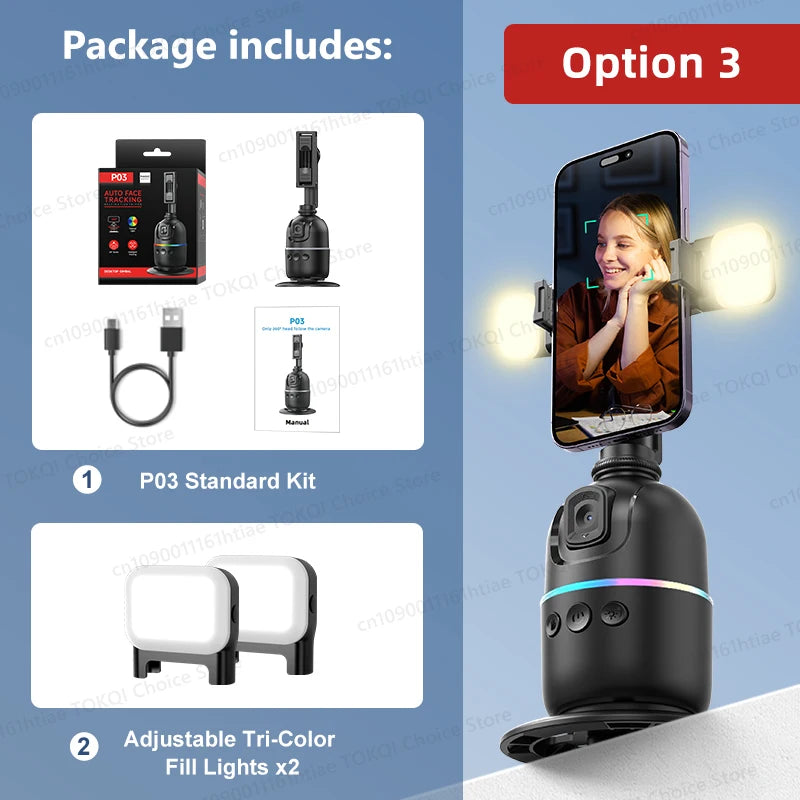 Auto Face Tracking Gimbal AI Smart 360° Rotation Desktop Phone Holder