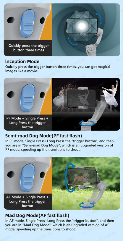 3 Axis Handheld Gimbal Stabilizer for Smartphone with Fill Light for iPhone Android