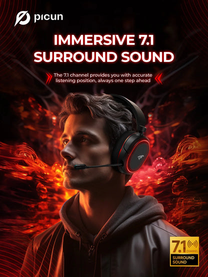 Picun G2 2.4G Wireless Gaming Headset Bluetooth Headphones ENC Mic For PC PS4 PS5 Phone Switch