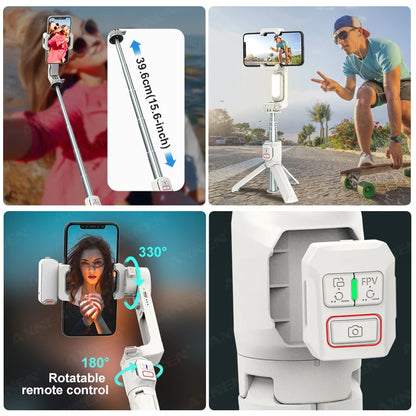 AXNEN A10 Handheld Gimbal Smartphone Stabilizer with Fill Light Extension for iPhone Samsung