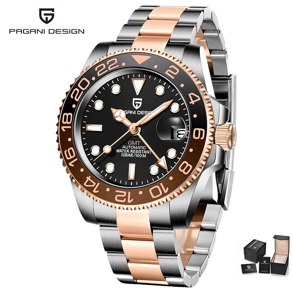 PAGANI DESIGN Luxury Men Sapphire Glass Stainless Steel  Waterproof