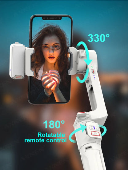 AXNEN A10 Handheld Gimbal Smartphone Stabilizer with Fill Light Extension for iPhone Samsung