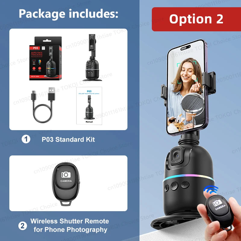 Auto Face Tracking Gimbal AI Smart 360° Rotation Desktop Phone Holder