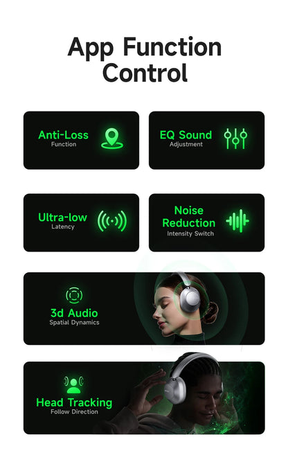 Picun F6 Active Noise Cancelling Wireless Headphones Head Tracking 3D Audio 40mm  APP Control