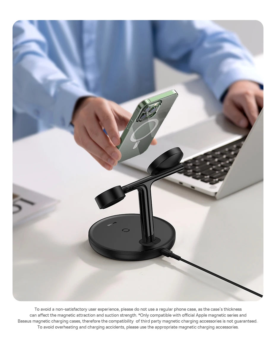 3 in 1 20W Magnetic Wireless Charger Stand For iPhone 16 15 14 Pro Airpods Apple Watch