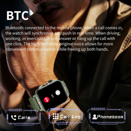 Military Men Smart Watch Health Monitor Bluetooth Call Smartwatch Fitness