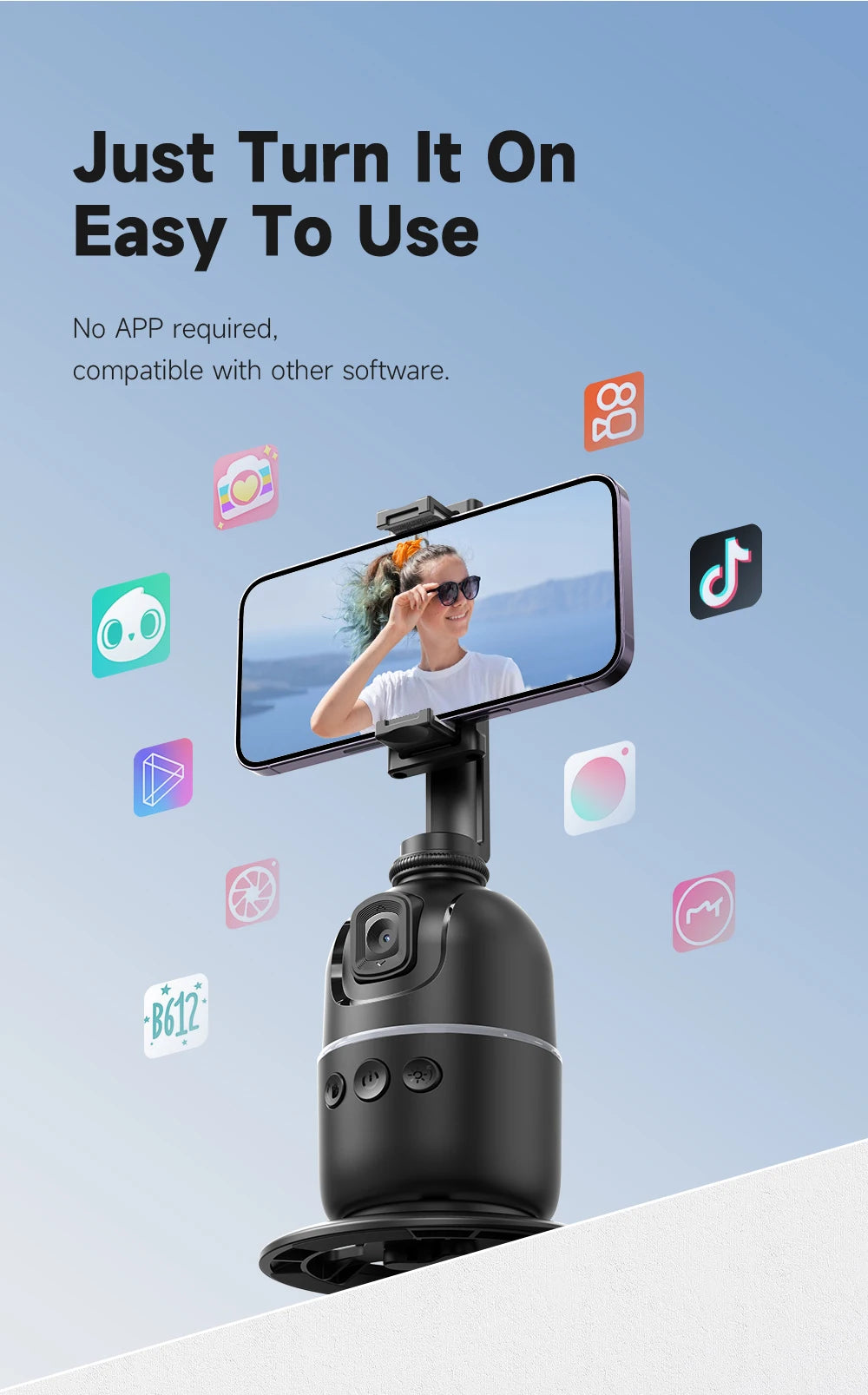 Auto Face Tracking Gimbal AI Smart 360° Rotation Desktop Phone Holder