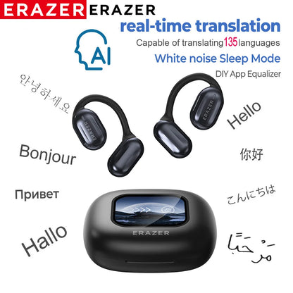 Erazer XP2 AI Translator Earphones Bluetooth 5.4 OWS Color Screen Touch Support Waterproof